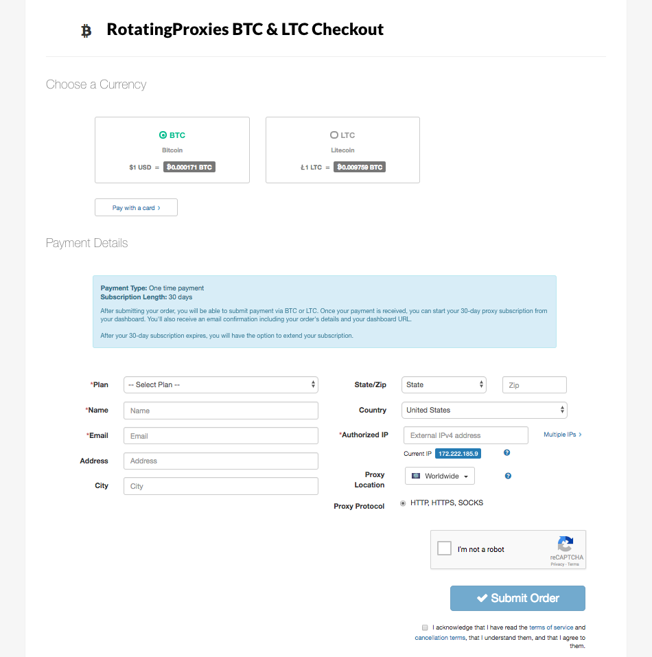 BTC and LTC Sign-up Form