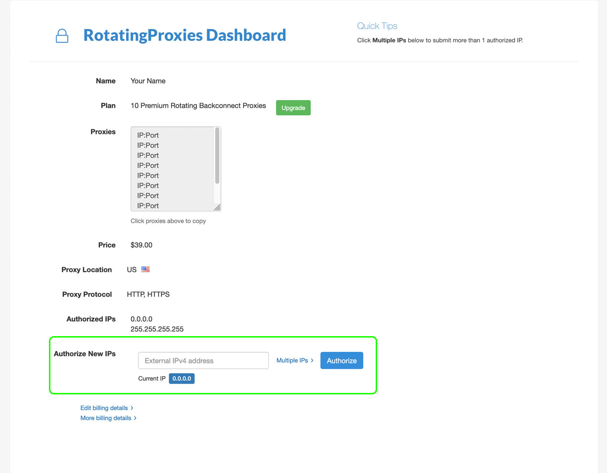 Update Your Authorized IP Address