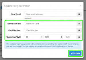 Update billing details modal